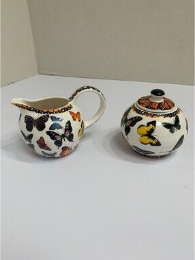 Paul Cardew 2007 "Butterflies" Creamer and Sugar Bowl Set - Flawless
